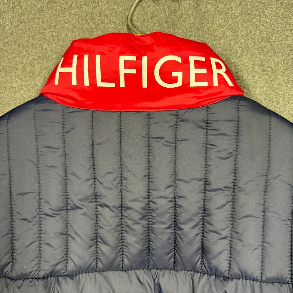 Tommy Hilfiger Mens Packable Puffer Jacket Colorblock Navy Red White 150AN796 M - Picture 3 of 12